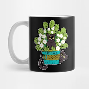 Two cute black cats in planter Mug